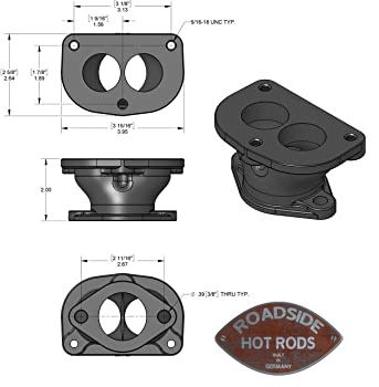 Vergaserfuß-Adapter 2 auf 3 Anschlüsse Chevy Aftermarket zu Stromberg 97 910-03662