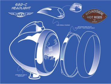OTB-Gear Classic Scheinwerfer Gehäuse (Paar) Schwarz mit Chrom Ring 682-J-11