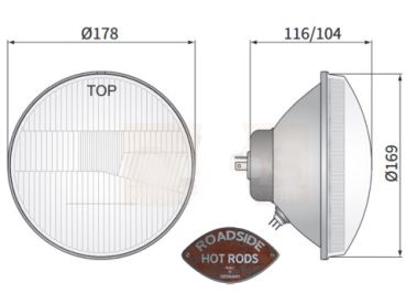 7" H4 Headlight with Parking Light Domed Glass E checked RE.13811.00