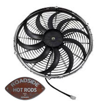 Preview: Chrome 16 Inch Curved Blade Electric Radiator Fan Reversible 910-15449-16