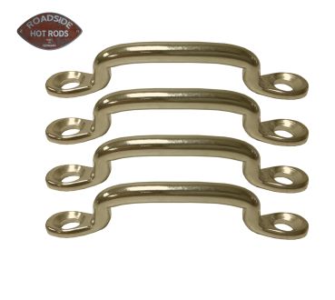 Preview: Lime Works Haubenhalter Hot Rod Feder Rustikale Lederbänder Messing Kit HSK1001B-RUSTIC