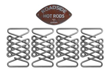 Preview: Lime Works Haubenhalter Hot Rod Feder Rustikale Lederbänder Messing Kit HSK1001B-RUSTIC