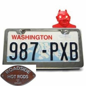 MOONEYES Red Devil License Plate Topper Autokennzeichen Nummernschild Topper