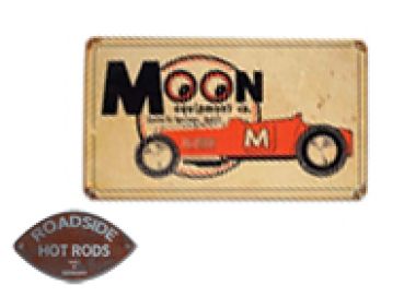 Mooneyes Metall Blech Schild "MOON Equipment Co. Santa Fe Springs, Calif. Roadster" MG775