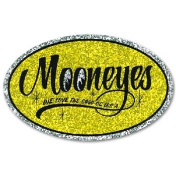 Mooneyes MOON Helmet Metal Flake Glitter Shiny yellow Decal Sticker DM168YE