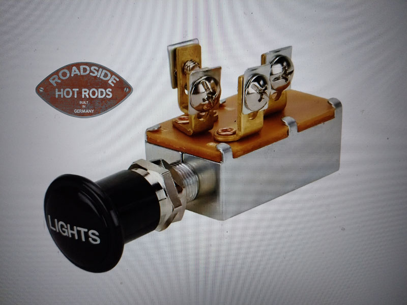 Roadside Hot Rods - Lichtschalter 2-Stufig Schwarzer Knopf 910-64051