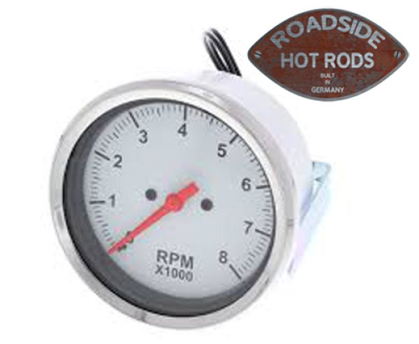 Speedway 3-3/8 Inch Electric Tachometer Gauge White 910-65053