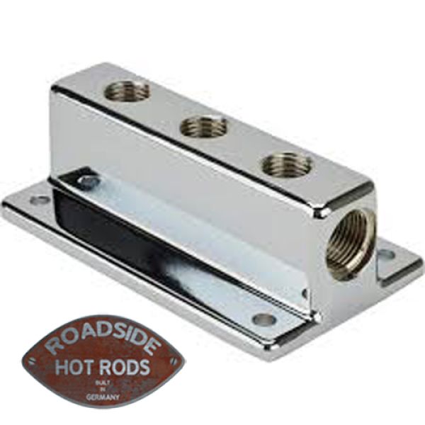 Speedway Three Outlet T-Style Chrome Fuel Distribution Block 550-6151