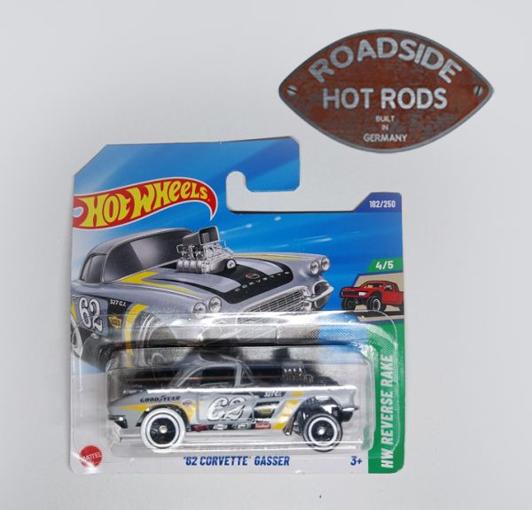 Hot Wheels Model-Auto 1:64 1962 Corvette Gasser Grau HW Reverse Rake 182250-4 *