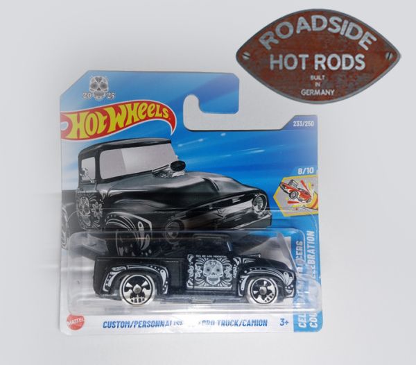 Hot Wheels Model-Auto 1:64 Custom/Personnalise 1956 Ford Truck/Camion Black Skull Celebration Racers 233250-8