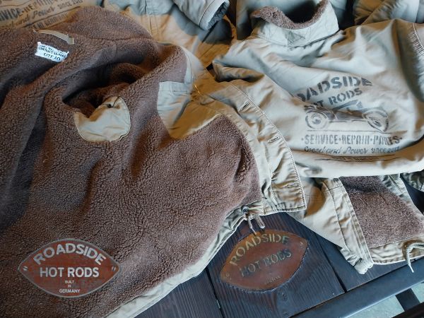 Jacke U.S.N. Roadside Hot Rods  "Sevice*Repair*Parts" "Built in Germany" Olive Handbedruckt RHR-U.S.N.B