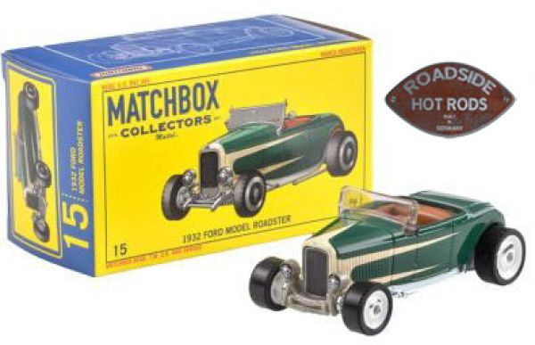 Matchbox Model Car 1:64 Ford 1932 Roadster Darkgreen witch Scallops 1932