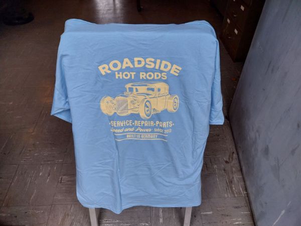 T-Shirt Roadside Hot Rods Männer "Built in Germany" Hell Blau