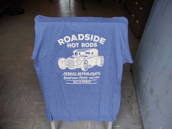 T-Shirt Roadside Hot Rods Männer "Built in Germany" Blau