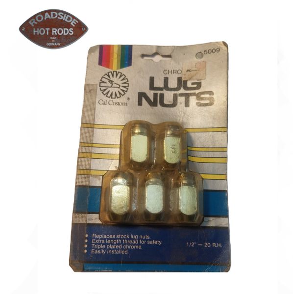 Vintage NOS Cal Custom Chrom Radmuttern 1/2" x20 Set 5009 *