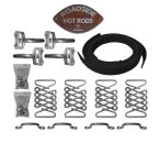 Lime Works Haubenhalter Hot Rod Feder Graue Lederbänder Edelstahl poliert Kit HSK1001SS-GREY