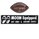 Mooneyes Vinyl Banner Schwarz "MOON Equipped HOT RODS & KUSTOM SUPPLY" MG103BK